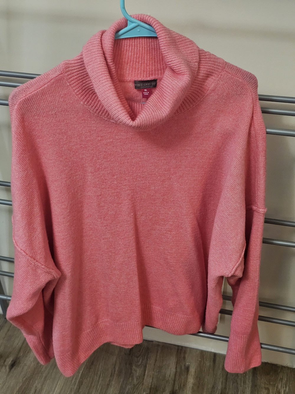 Vince Camuto Coral Pink Cowl Neck Sweater